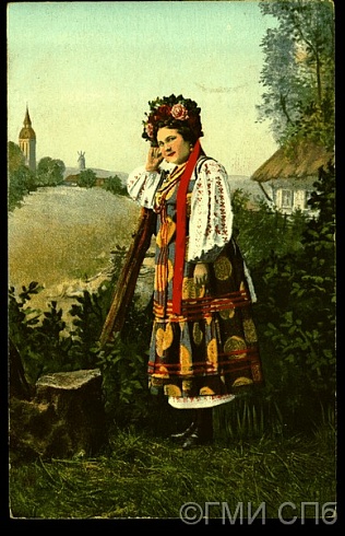 Types and views of Malorossia. Thinking woman. Early 20th century.