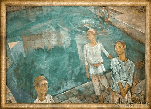 Петров-Водкин К. С. Самарканд. На берегу пруда.  1921 