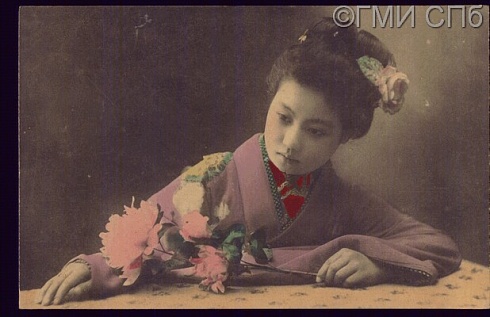 Young Japanese woman with roses