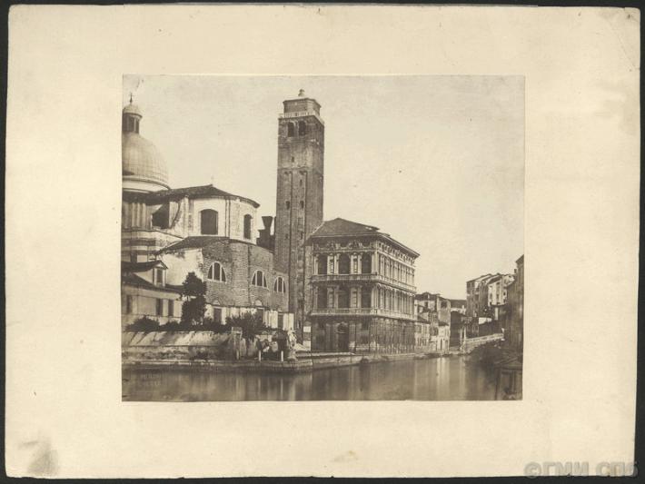 Antonio Fortunato Perini. [Italy. Venice. Palazzo Labia and the Church of San Jeremiah on Rio di Cannaregio]. 1850s
