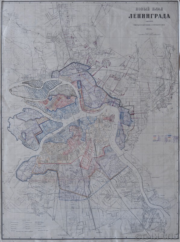 Leningrad Map Showing Changes in City Boundaries from 1725 to 1917. 1933