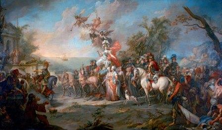 С. Торелли. Аллегория на победу Екатерины II над турками и татарами. 1772.  Холст, масло.  Государственная Третьяковская галерея