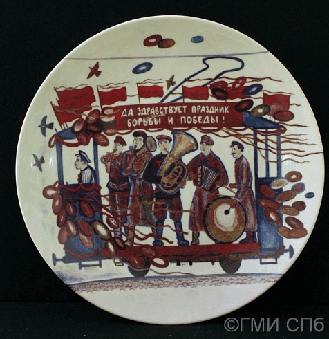 Тарелка декоративная "Праздничный трамвай". 2010