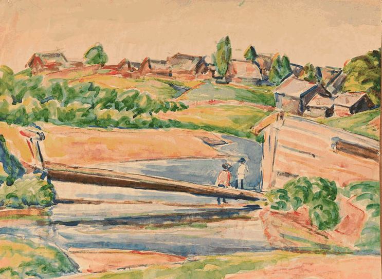 С. Я. Шлейфер. Весьегонск. Бумага, акварель, карандаш.1919–1922. ГМИ СПб.