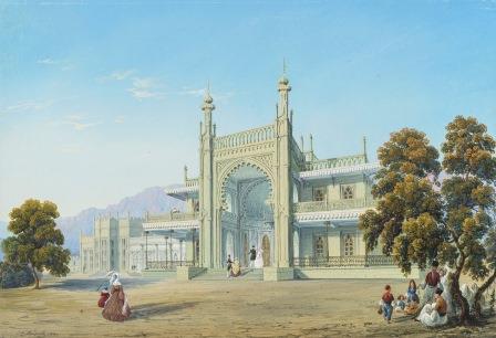 К. Боссоли. Вид дворца в Алупке. 1841. Бумага, гуашь. Государственный Эрмитаж