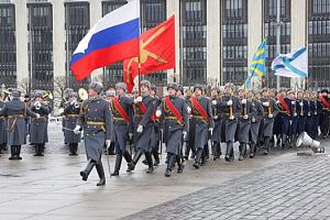 Торжественная церемония возложения цветов к Монументу героическим защитникам Ленинграда в День защитника Отечества